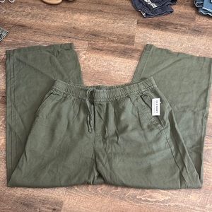 Green linen wide leg pants, brand new